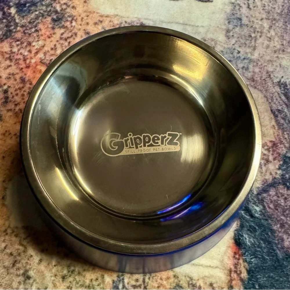 💜 Blue Gripperz Stainless Steel Spill Proof Pet Bowl - NWOT